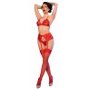 CHILIROSE - CR 4848 ENSEMBLE SOUTIEN-GORGE STRING BAS EN DENTELLE ROUGE S