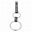 KINK - DOPPELTER PENISRING AUS METALL 3,8 CM BIS 5 CM MIT LEDER VERBUNDEN