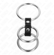 KINK - ANNEAU PÉNIS TRIPLE MÉTAL 3,7 CM À 5 CM CONNECTÉ AU CUIR