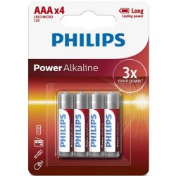PHILIPS - POWER ALKALINE AAA BATTERY LR03 BLISTER4