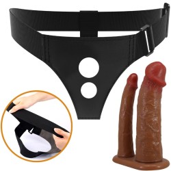 PRETTY LOVE - KEAVEN HARNESS BRIEFS UNIVERSAL and COMFORTABLE DOUBLE DILDO