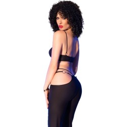 CHILIROSE - CR 4851 SET TOP E LEGGINGS NERI CON ACCESSORI DORATI S