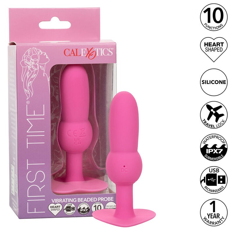 CALEXOTICS - FIRST TIME ANAL PLUG BEADED PROBE 10 VIBRATIONS PINK