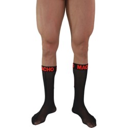 MACHO - THIN SOCKS ONE SIZE BLACK-RED
