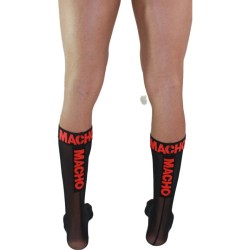 MACHO - THIN SOCKS ONE SIZE BLACK-RED
