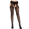 LEG AVENUE - BAS EN DENTELLE FLORALE AVEC JARRETELLES UNITED BLACK