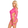 LEG AVENUE - NETZ-BODYSOCKING MIT STRUMPFGÜRTEL UND HARNESS NEON PINK