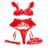 SUBBLIME - 957506 LACE BRA AND GARTER SET RED S-M