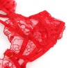 SUBBLIME - 957506 ENSEMBLE SOUTIEN-GORGE ET JARRETELLE EN DENTELLE ROUGE S-M