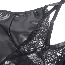 SUBBLIME - 957520 LEDERKLEID MIT BLUMENSPITZE SCHWARZ S-M