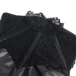 SUBBLIME - 957544 VESTIDO DE CUERO CON CUELLO DE ENCAJE NEGRO S-M