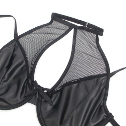 SUBBLIME - 957582 SET REGGISENO E GONNA IN PELLE NERO S-M