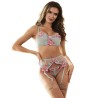 SUBBLIME - 957643 SET REGGISENO E CINTURA RICAMO FIORI ROSA S-M
