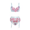 SUBBLIME - 957643 ENSEMBLE SOUTIEN-GORGE ET PORTE-JARRETELLES BRODÉ FLEURS ROSE S-M