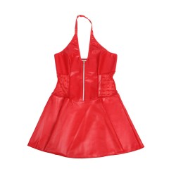 SUBBLIME - 957728 LACE ZIPPER LEATHER DRESS RED S-M