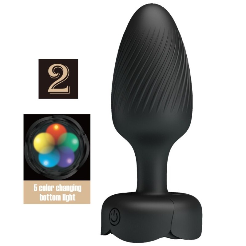 PRETTY LOVE - PLUG ANAL VARIAN AVEC LUMIÈRE LED NOIR 10,8 CM PRETTY LOVE - PLUG ANAL VARIAN AVEC LUMIÈRE LED NOIR 10,8 CM