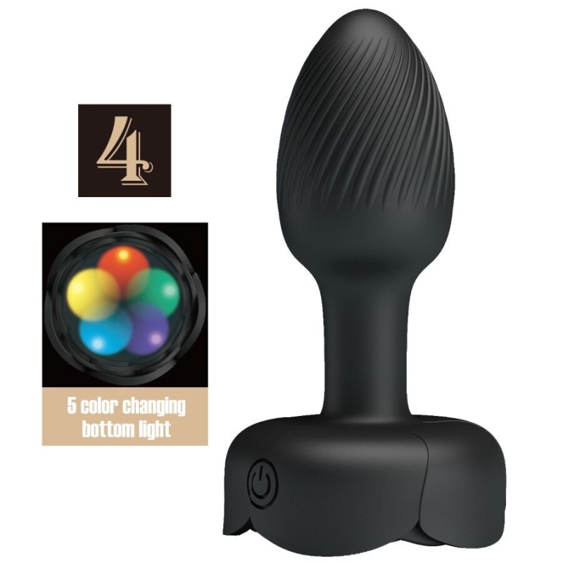 PRETTY LOVE - PLUG ANALE OLMAN CON LUCE LED NERO 8,8 CM PRETTY LOVE - PLUG ANALE OLMAN CON LUCE LED NERO 8,8 CM