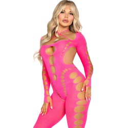 LEG AVENUE - ROSA BODYSTOCKING MIT OFFENEM RÜCKEN, EINHEITSGRÖSSE