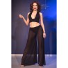 CHILIROSE - CR 4857 BLACK TOP AND PANTS SET SIZE S