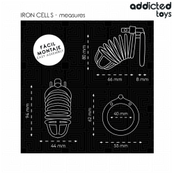 ADDICTED TOYS LOCKED - CAGE À PÉNIS EN MÉTAL IRON CELL 4 CM TAILLE S