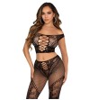 LEG AVENUE - CROP TOP AND FISHNET LEGGING WITH BARE SHOULDERS BLACK LEG AVENUE - CROP TOP AND FISHNET LEGGING WITH BARE SHOULDERS BLACK