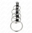 KINK - 5 METALL PENISRINGE 3,2 CM BIS 5 CM DURCH LEDER VERBUNDEN
