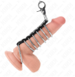 KINK - 7 ANNEAUX PÉNIS EN MÉTAL DE 3,8 CM À 5 CM CONNECTÉS AVEC DU CUIR ET UNE CHAÎNE EN MÉTAL 100 CM