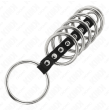 KINK - 7 METAL PENIS RINGS 3.2 CM TO 5 CM CONNECTED BY LEATHER