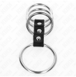 KINK - 4 ANILLOS PENE METAL 3.7 CM A 5 CM CONECTADOS POR CUERO