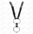 KINK - DOUBLE METAL PENIS RING 3.8 CM TO 5 CM WITH LEATHER BELT 112 CM