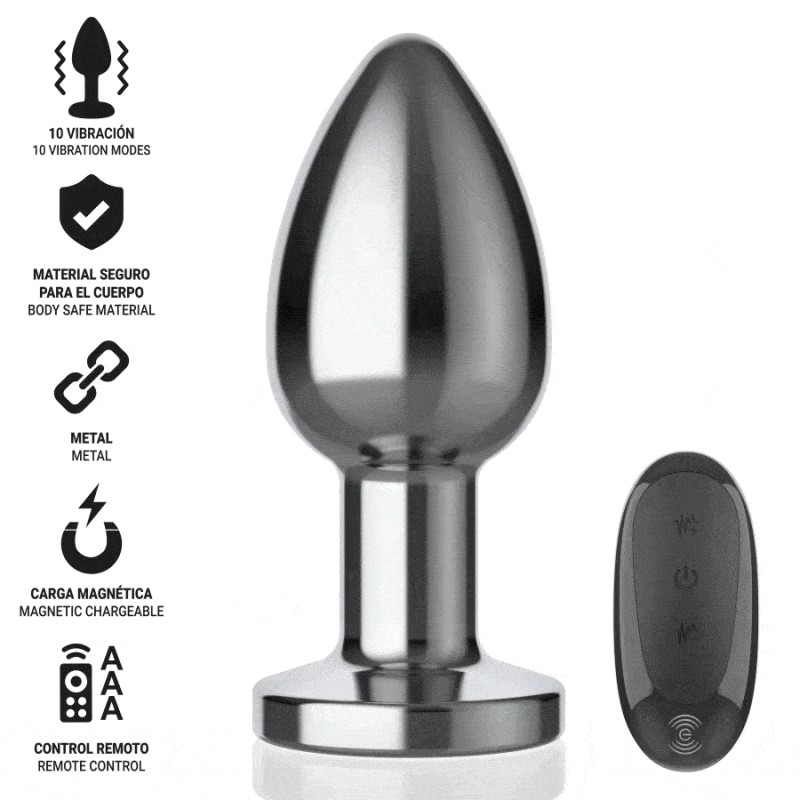 INTENSE - ANAL PLUG 10 VIBRATIONS METAL WITH REMOTE CONTROL L