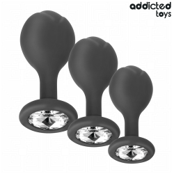 ADDICTED TOYS - SET DI 3 TAPPI ANALI CON GIOIELLO