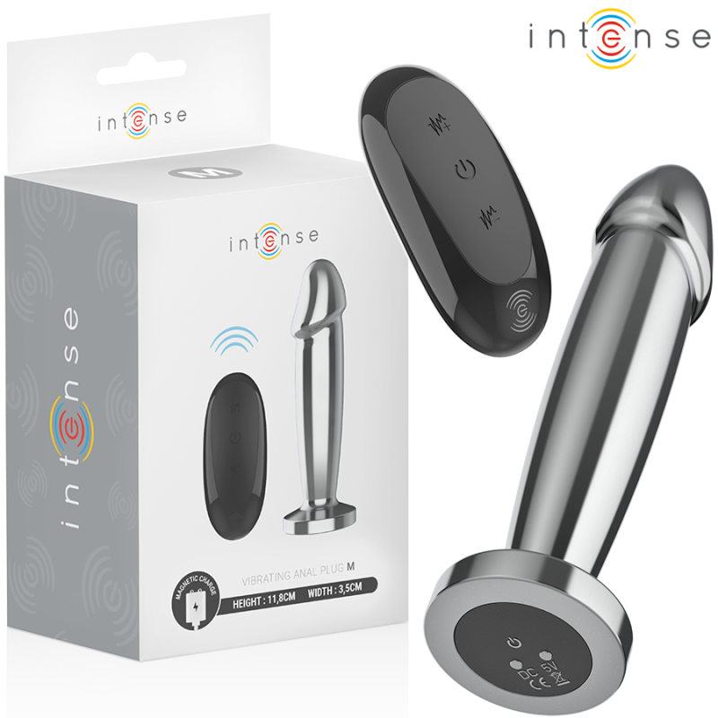 INTENSE - PLUG ANAL 10 VIBRATIONS GODE MÉTALLIQUE AVEC TÉLÉCOMMANDE M