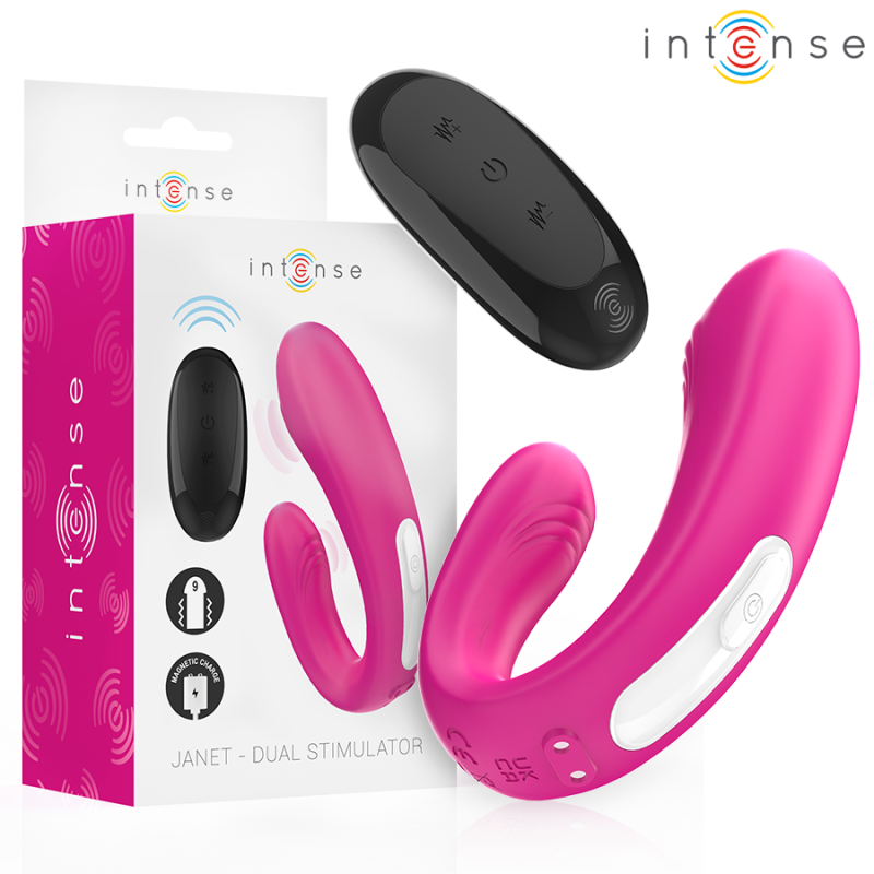 INTENSE - JANET DUAL U-SHAPED STIMULATOR AND VIBRATOR WITH REMOTE CONTROL PINK INTENSE - JANET DUAL U-SHAPED STIMULATOR AND VIBRATOR WITH REMOTE CONTROL PINK
