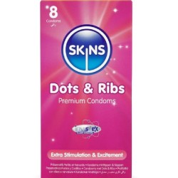 SKINS - DOTS and RIBS PREMIUM CONDOMS PACK 8