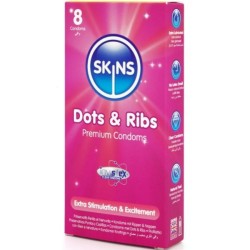 SKINS - DOTS and RIBS PREMIUM-KONDOME PACKUNG 8
