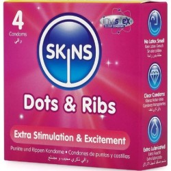 SKINS - DOTS and RIBS PREMIUM CONDOMS PACK 4