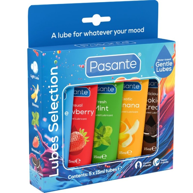 PASANTE - PACK ASSORTED FLAVOR LUBRICANTS 5 UNITS X 15 ML