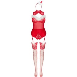 LIVCO CORSETTI FASHION - LIMPID SNOWFLAKES LC 90604 BODY STOCKINGS CHRISTMAS HEADBAND S-M