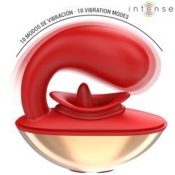 INTENSE - VIBRATEUR and STIMULATEUR MARIAH EN FORME DE U 10 VIBRATIONS ROUGE