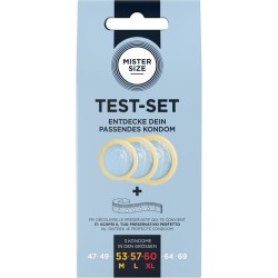 MISTER SIZE - KIT DE TEST: 3 PRÉSERVATIFS DE TAILLES DIFFÉRENTES MÉLANGE À POINTS