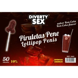 DIABLO GOLOSO – 50 PENIS-LOLLIPOPS RON-COLA-GESCHMACK 10 ALKOHOL
