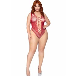 LEG AVENUE - 81641X SEAMLESS BODYSUIT BURGUNDY SIZE 1X-2X