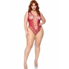 LEG AVENUE - 81641X SEAMLESS BODYSUIT BURGUNDY SIZE 1X-2X