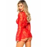LEG AVENUE - 86123 SET VESTAGLIA TEDDY GIARRETTIERA ROSSO TAGLIA S