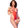 CHILIROSE - CR 4874 CROTCHLESS OPEN BODYSUIT RED S-M