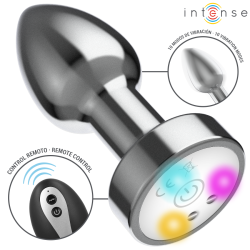 INTENSE - PLUG ANAL VIBRANT EN MÉTAL AVEC LUMIÈRES LED ET TÉLÉCOMMANDE - TAILLE S