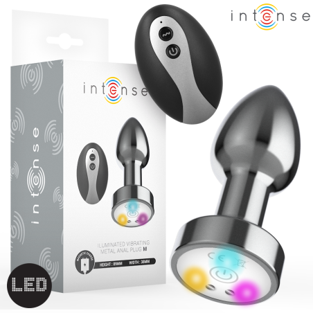 INTENSE - PLUG ANALE VIBRANTE IN METALLO CON LUCI LED E TELECOMANDO - TAGLIA M