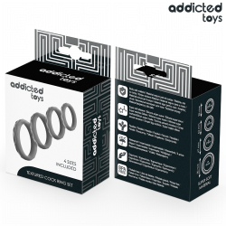 ADDICTED TOYS - ENSEMBLE DANNEAUX PÉNIS TEXTURÉS, 4 TAILLES