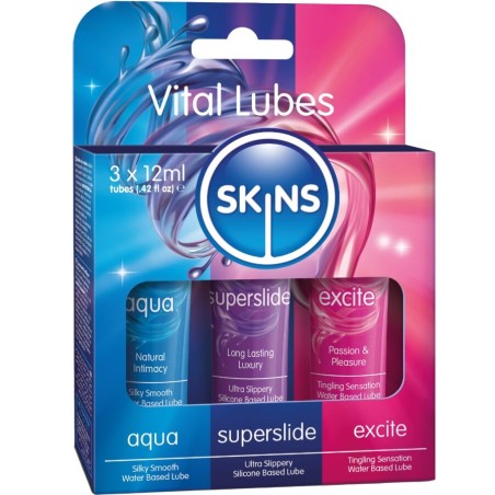 SKINS - VITAL LUBES KIT LUBRICANTES AQUA, SUPERSLIDE and EXCITE 3 x 12 ML
